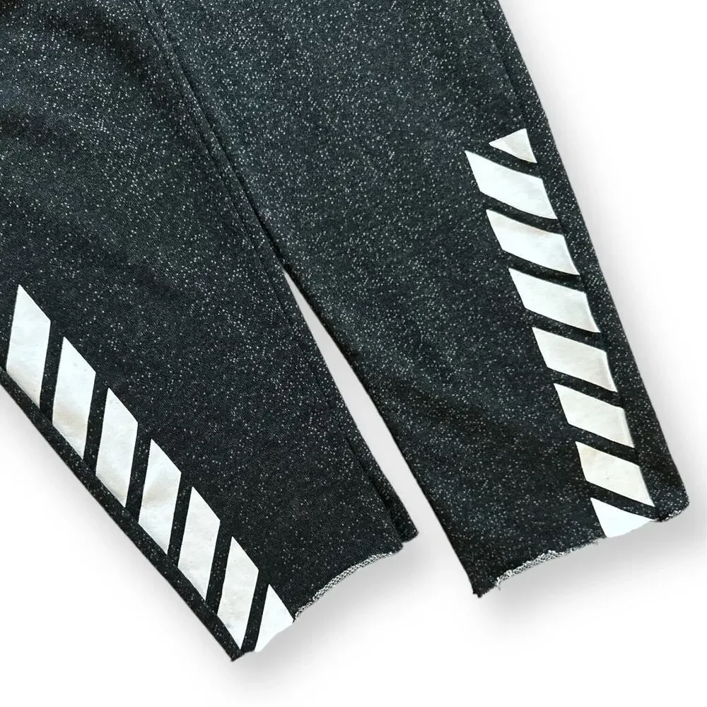 NBA Chevron Fleece Frayed Hem Sweatpants Joggers Cropped Lounge Teens Gray